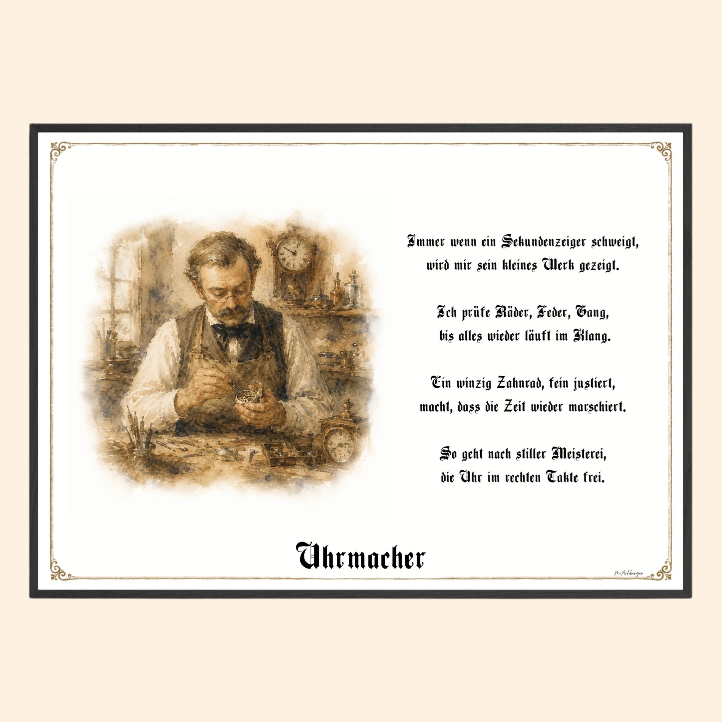Zunftbild Uhrmacher – historisches Berufsbild als Fine-Art-Kunstdruck