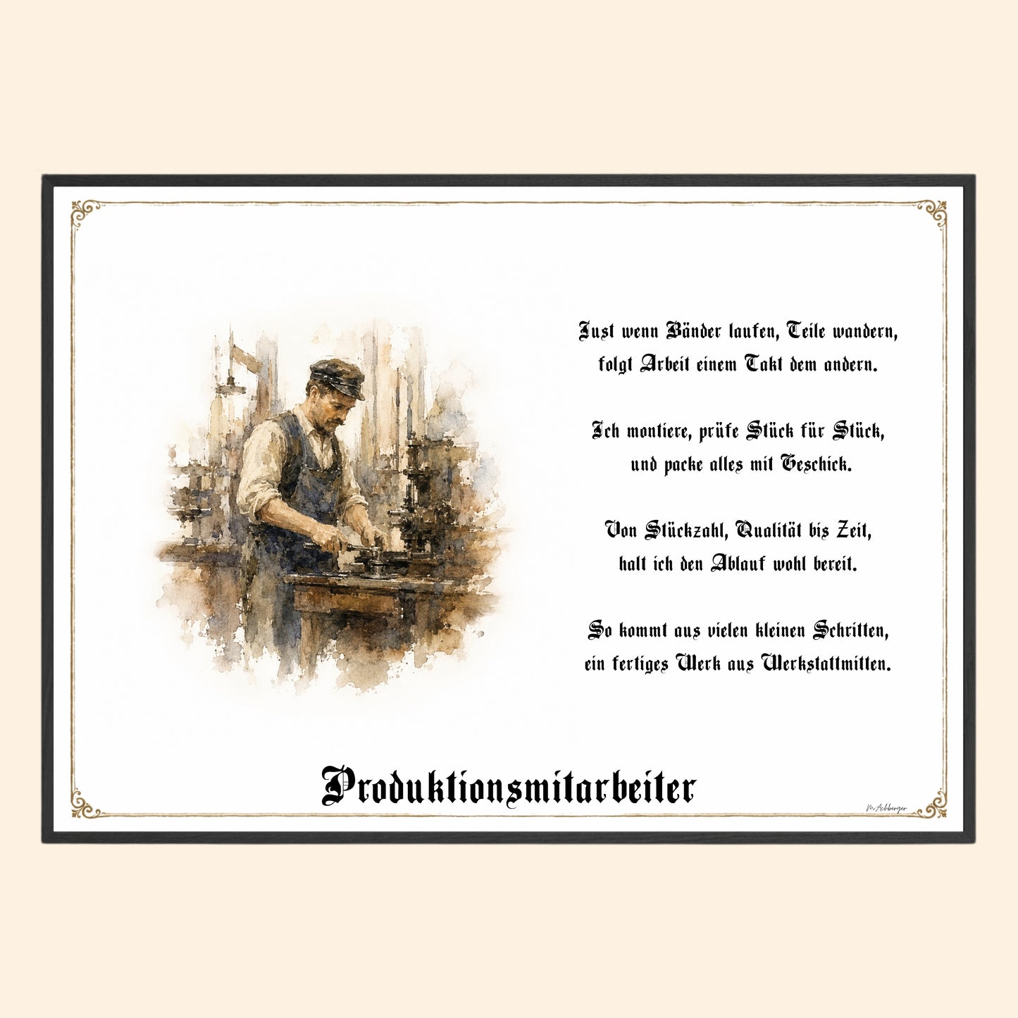 Zunftbild Produktionsmitarbeiter – historisches Berufsbild als Fine-Art-Kunstdruck