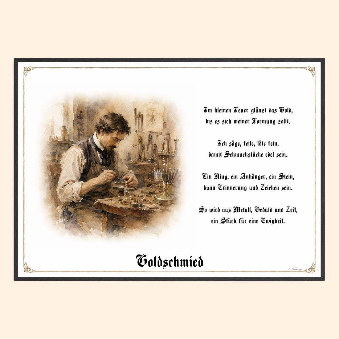 Zunftbild Goldschmied – historisches Berufsbild als Fine-Art-Kunstdruck