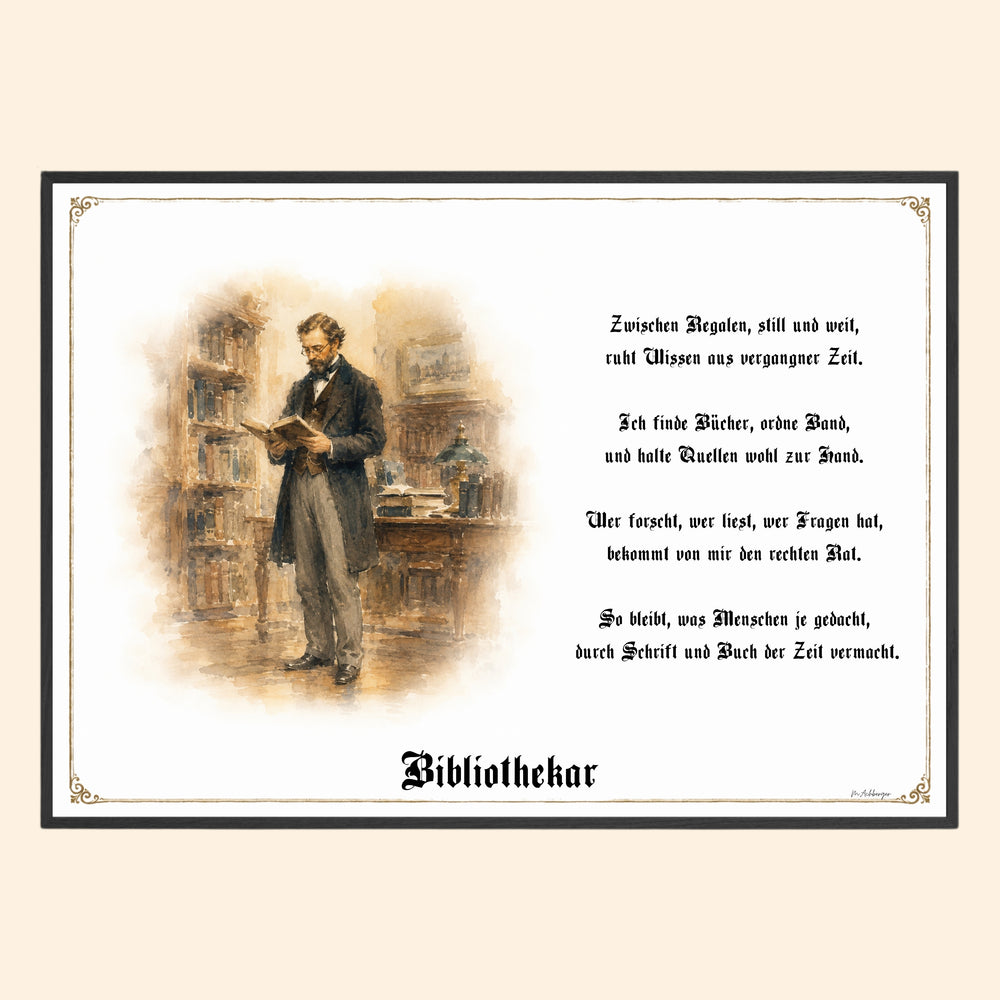 Zunftbild Bibliothekar – historisches Berufsbild als Fine-Art-Kunstdruck