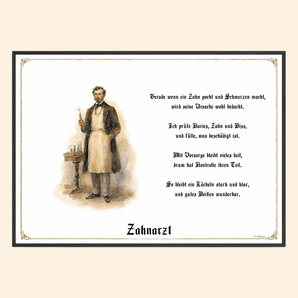 Zunftbild Zahnarzt – historisches Berufsbild als Fine-Art-Kunstdruck