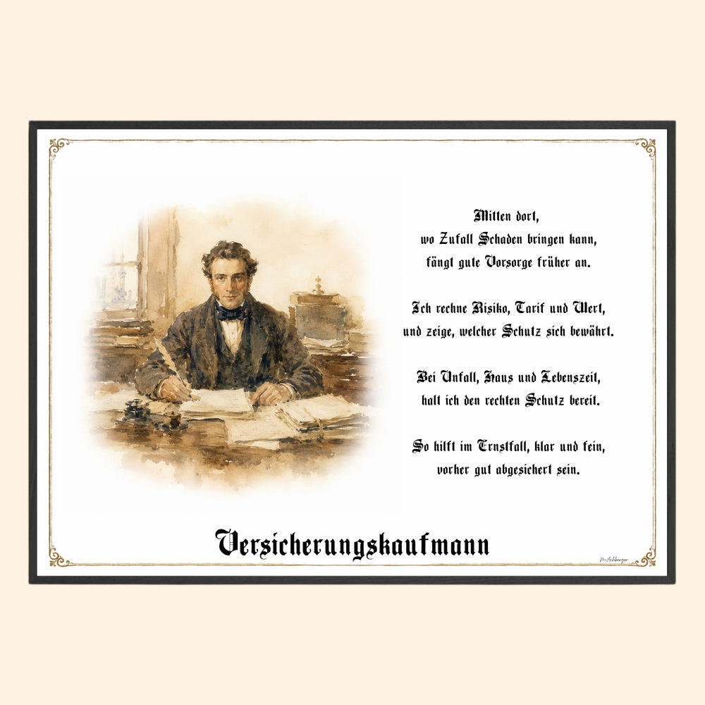 Zunftbild Versicherungskaufmann – historisches Berufsbild als Fine-Art-Kunstdruck