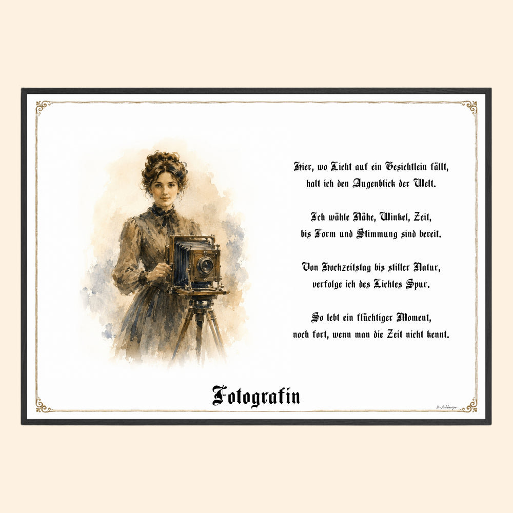 Zunftbild Fotografin – historisches Berufsbild als Fine-Art-Kunstdruck