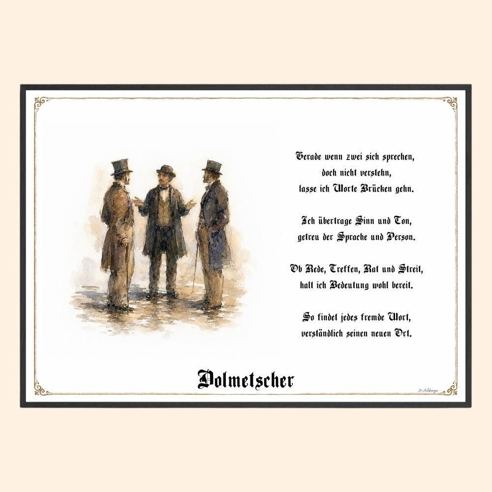 Zunftbild Dolmetscher – historisches Berufsbild als Fine-Art-Kunstdruck