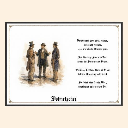 Zunftbild Dolmetscher – historisches Berufsbild als Fine-Art-Kunstdruck