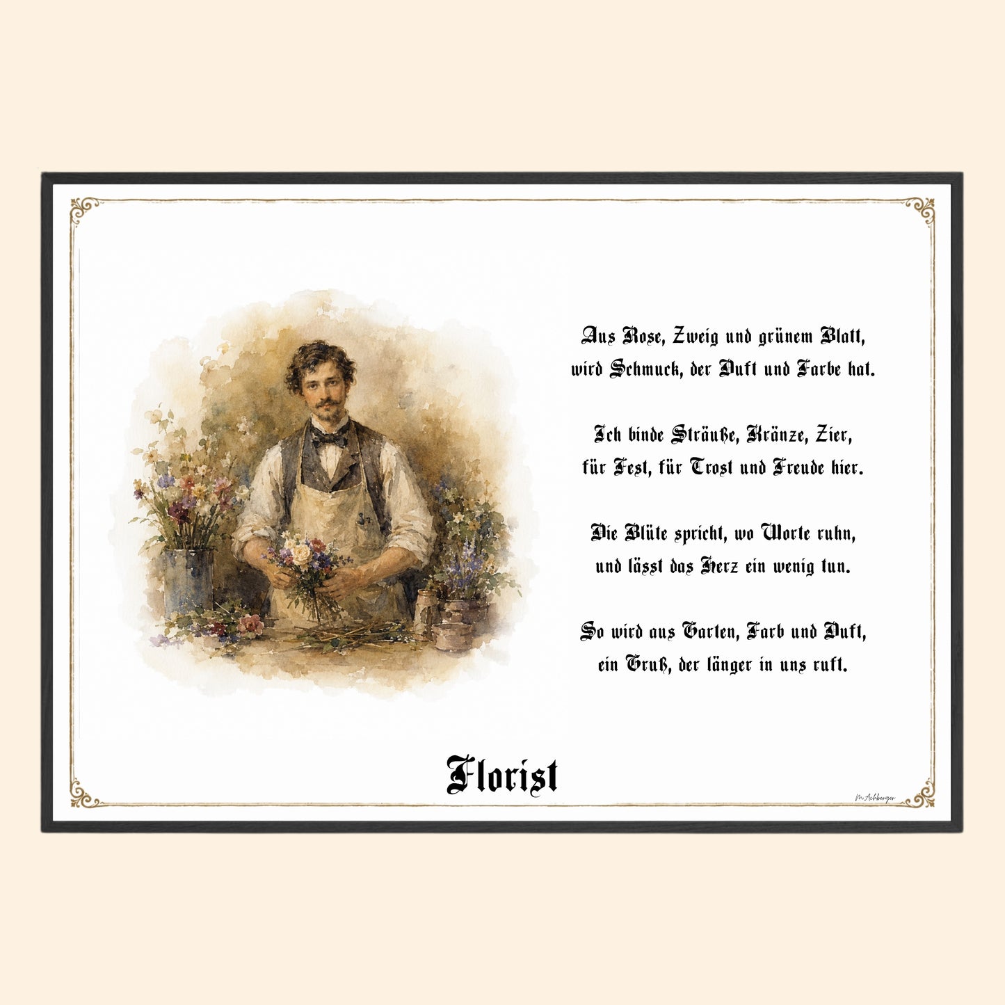 Zunftbild Florist – historisches Berufsbild als Fine-Art-Kunstdruck