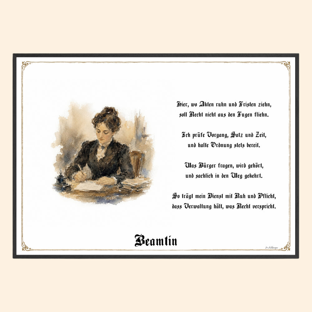 Zunftbild Beamtin – historisches Berufsbild als Fine-Art-Kunstdruck