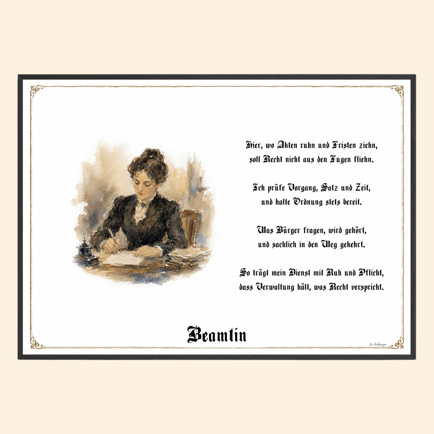 Zunftbild Beamtin – historisches Berufsbild als Fine-Art-Kunstdruck