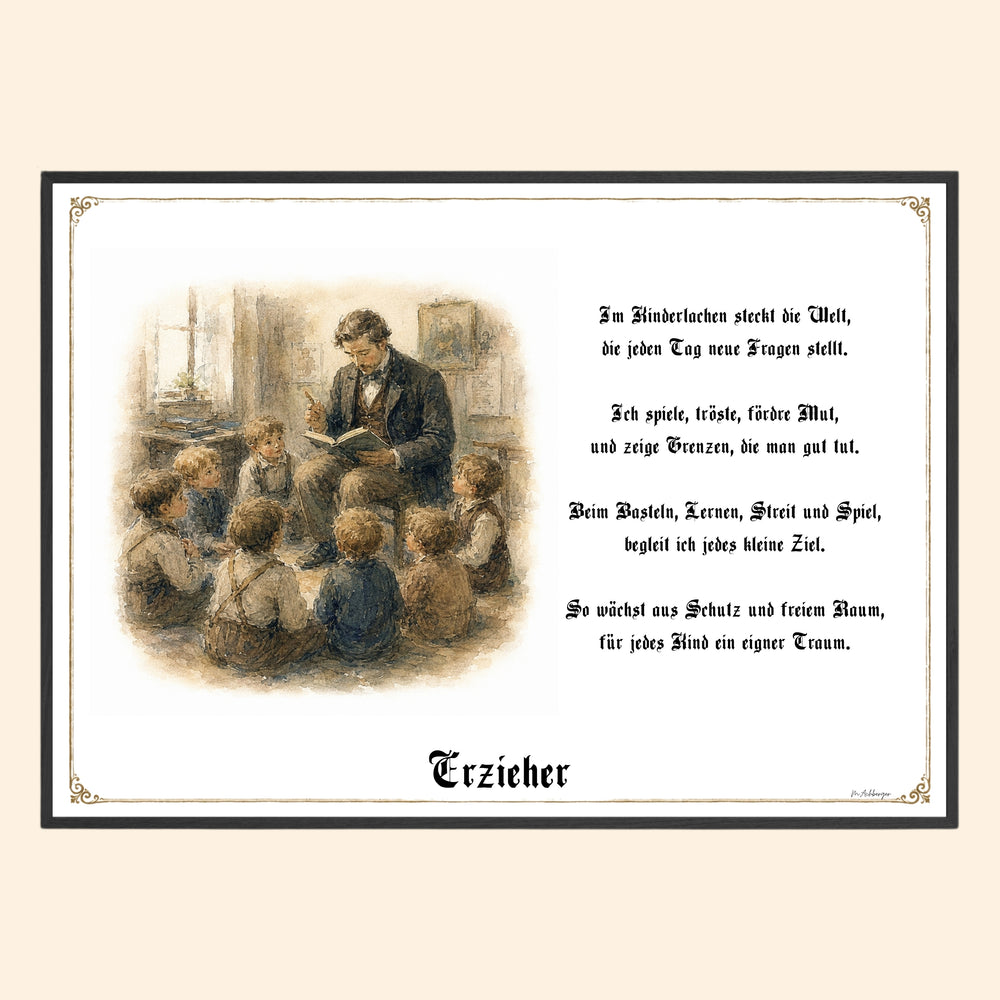 Zunftbild Erzieher – historisches Berufsbild als Fine-Art-Kunstdruck