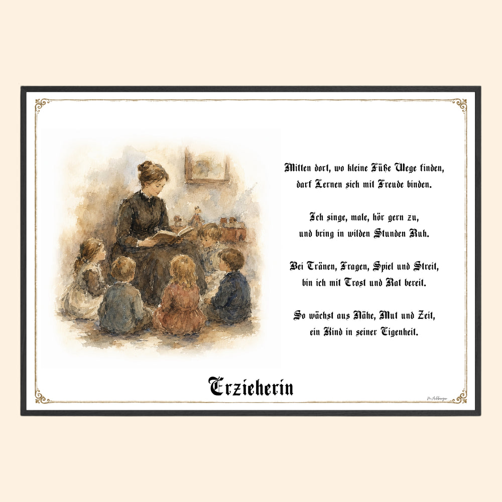 Zunftbild Erzieherin – historisches Berufsbild als Fine-Art-Kunstdruck
