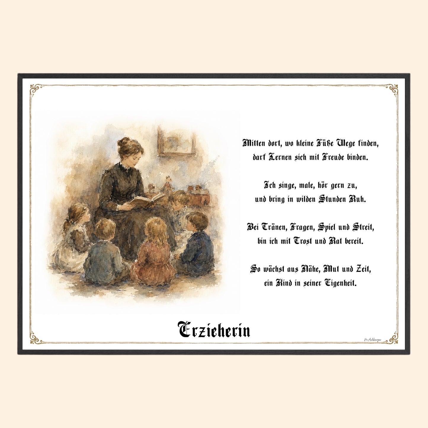 Zunftbild Erzieherin – historisches Berufsbild als Fine-Art-Kunstdruck