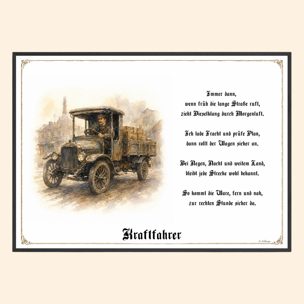 Zunftbild Kraftfahrer – historisches Berufsbild als Fine-Art-Kunstdruck
