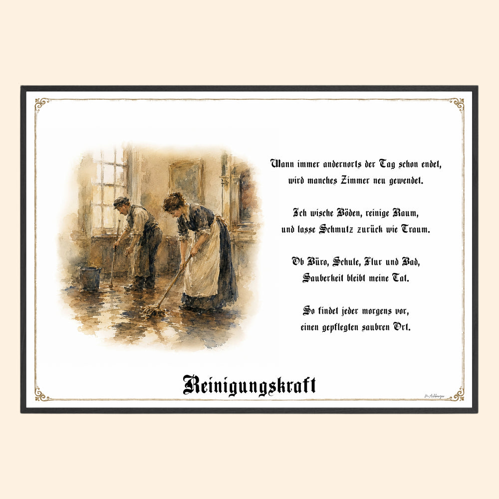 Zunftbild Reinigungskraft – historisches Berufsbild als Fine-Art-Kunstdruck
