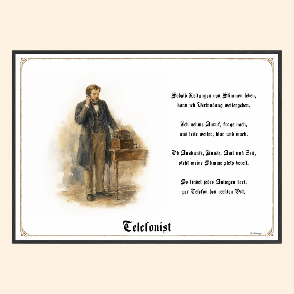 Zunftbild Telefonist – historisches Berufsbild als Fine-Art-Kunstdruck