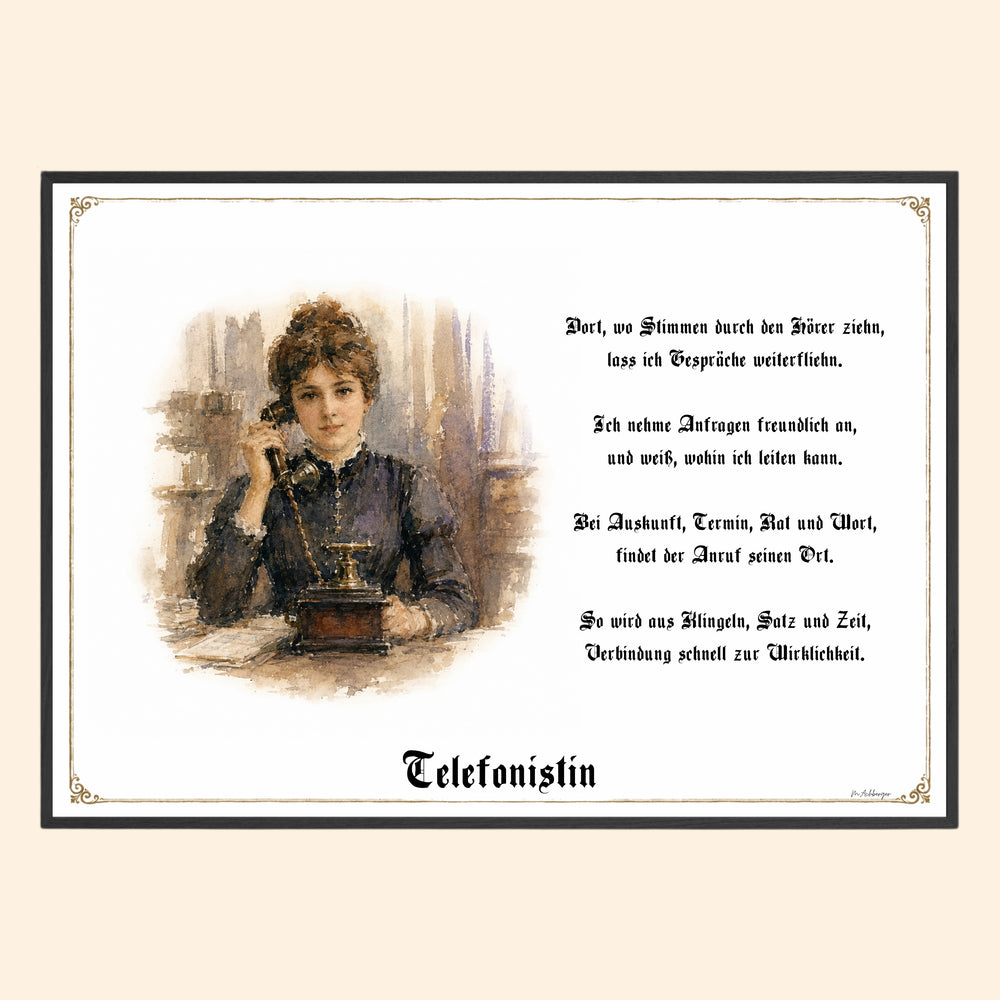 Zunftbild Telefonistin – historisches Berufsbild als Fine-Art-Kunstdruck