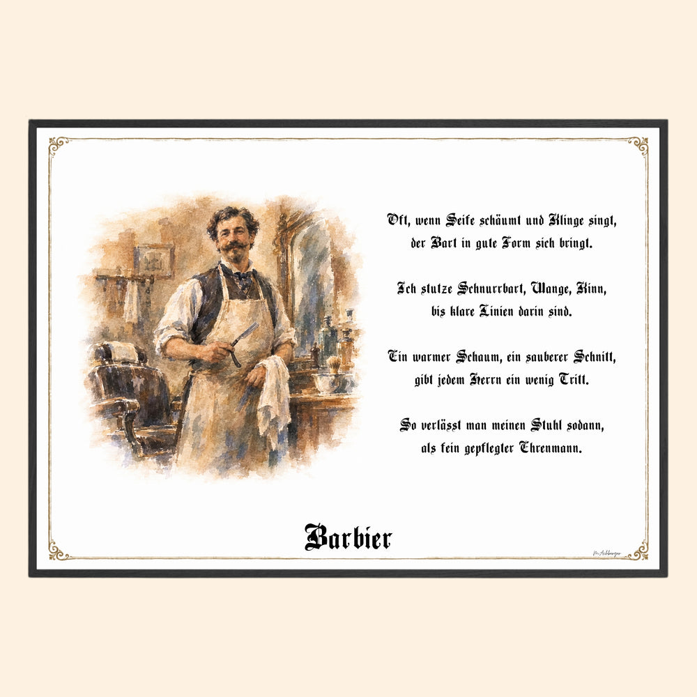 Zunftbild Barbier – historisches Berufsbild als Fine-Art-Kunstdruck