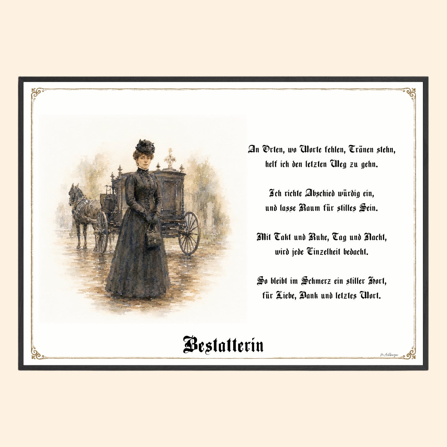 Zunftbild Bestatterin – historisches Berufsbild als Fine-Art-Kunstdruck