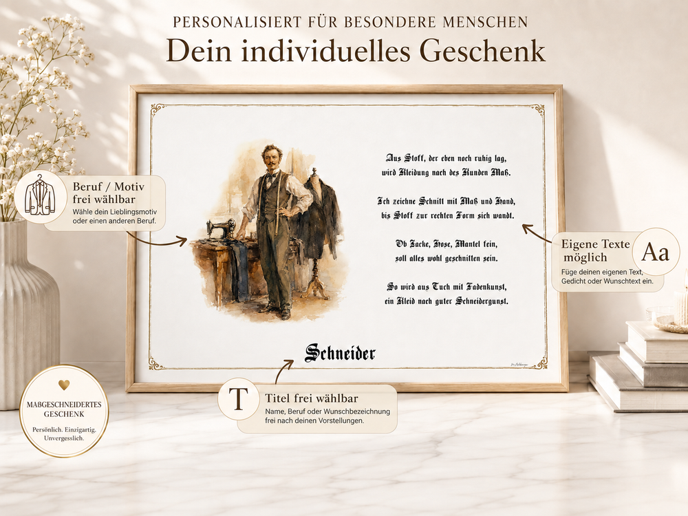 Zunftbild Maßgeschneidertes Zunftbild – persönliches Geschenk mit eigenen Texten als Fine-Art-Kunstdruck im DIN-A4-Querformat von Zunftbild.de