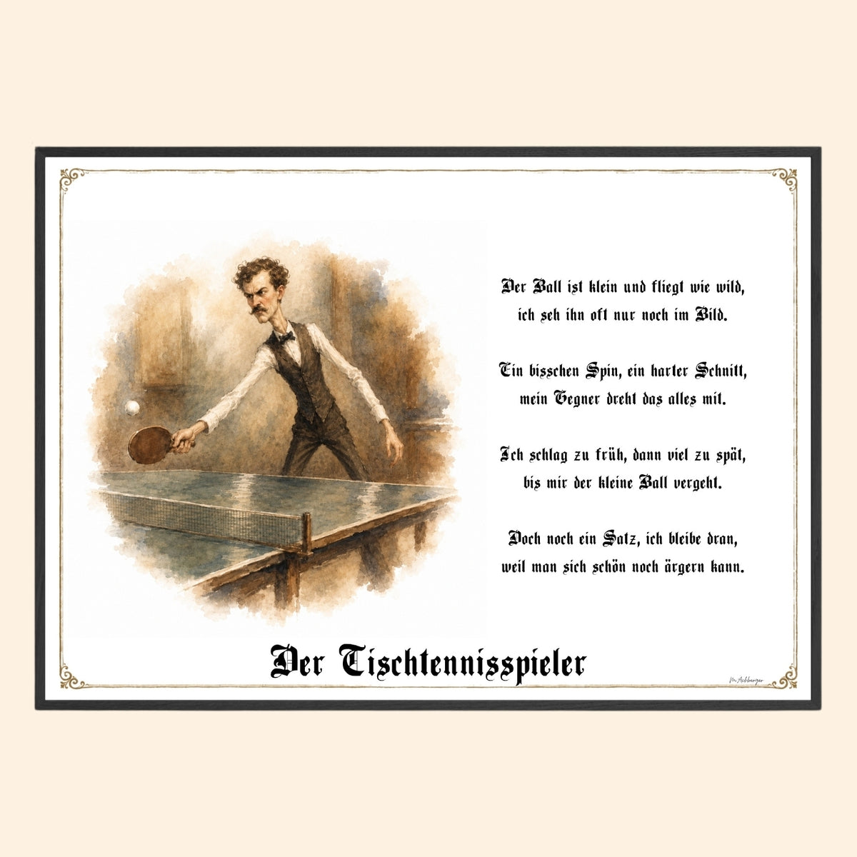 Der Tischtennisspieler – Griesgram-Zunftbild