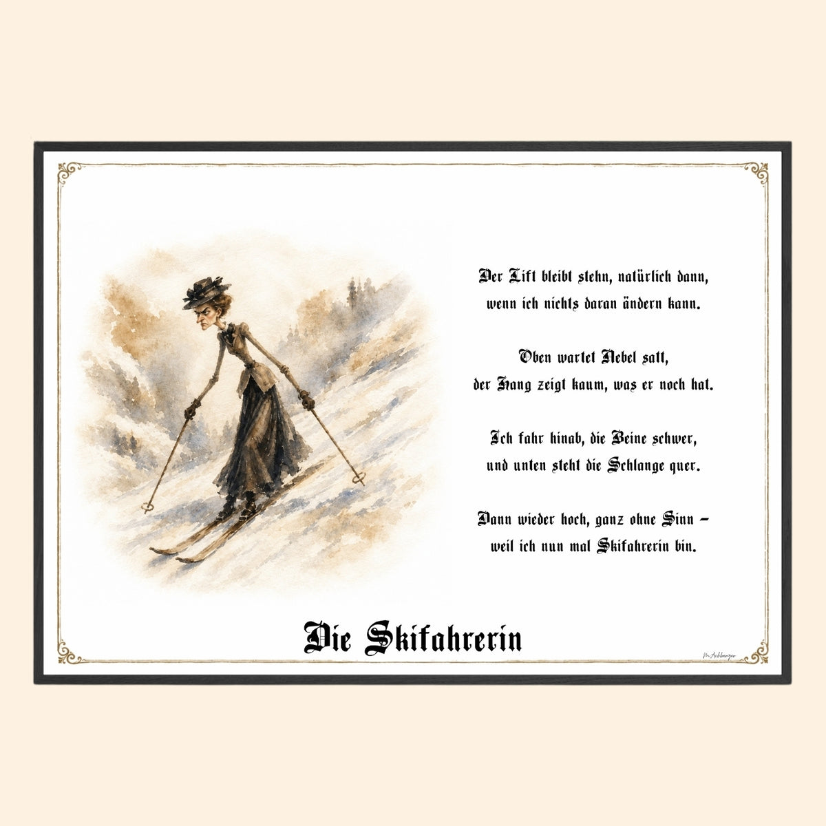 Die Skifahrerin – Griesgram-Zunftbild