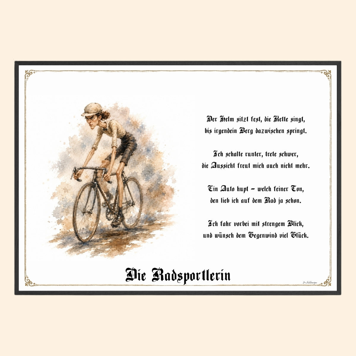 Die Radsportlerin – Griesgram-Zunftbild