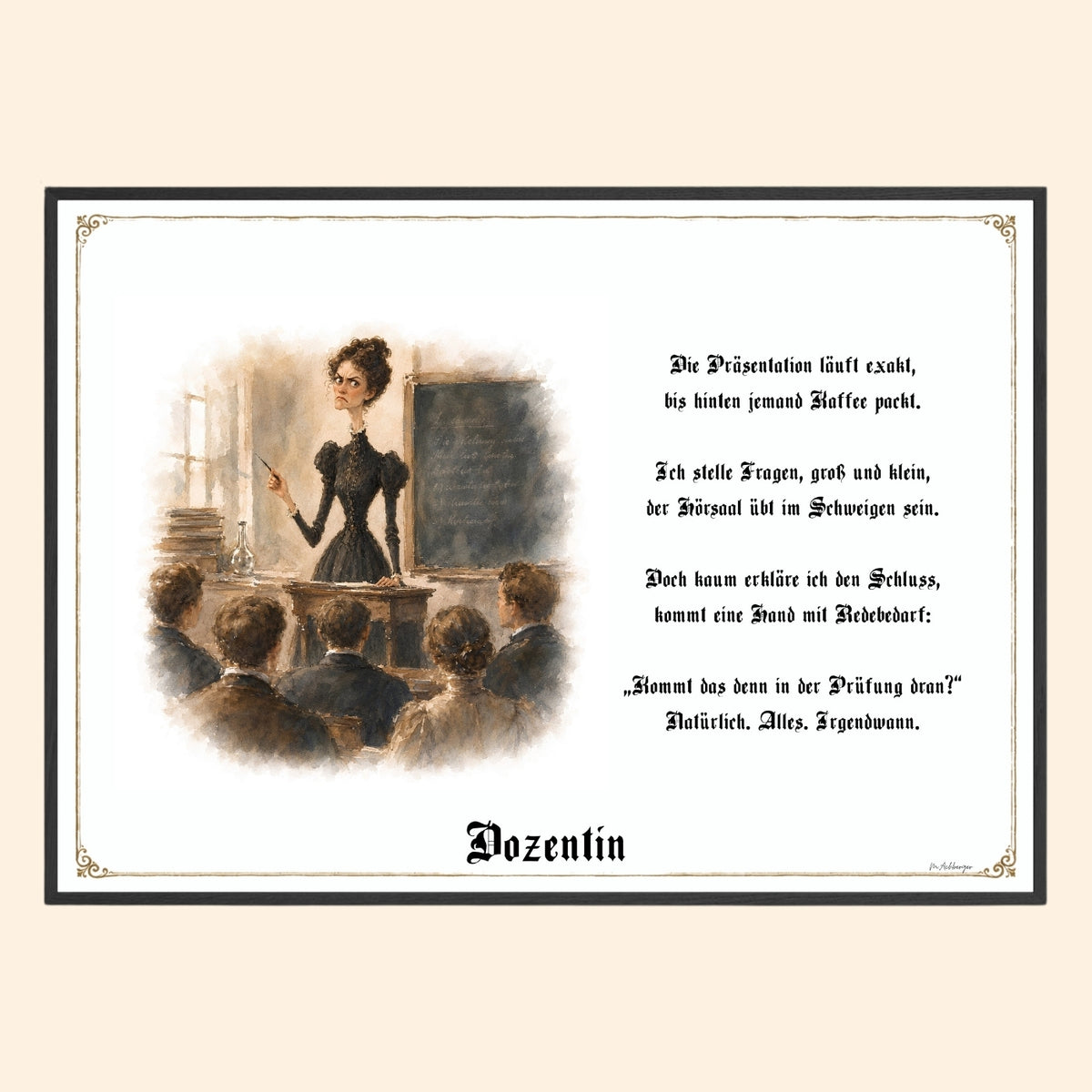 Die Dozentin – Griesgram-Zunftbild