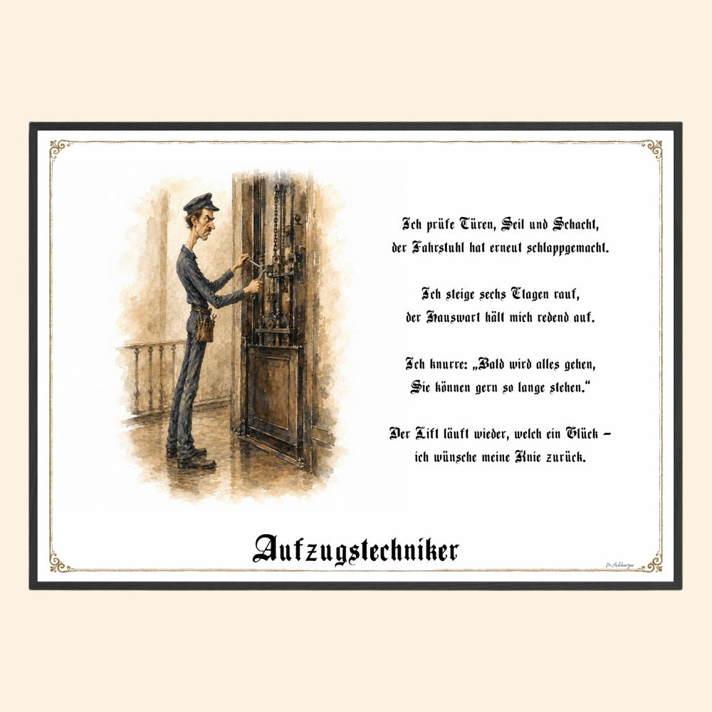 Der Aufzugstechniker – Griesgram-Zunftbild