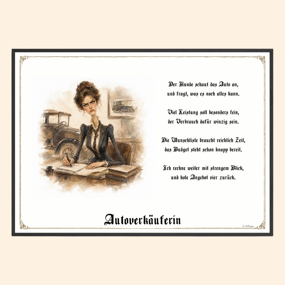 Die Autoverkäuferin – Griesgram-Zunftbild