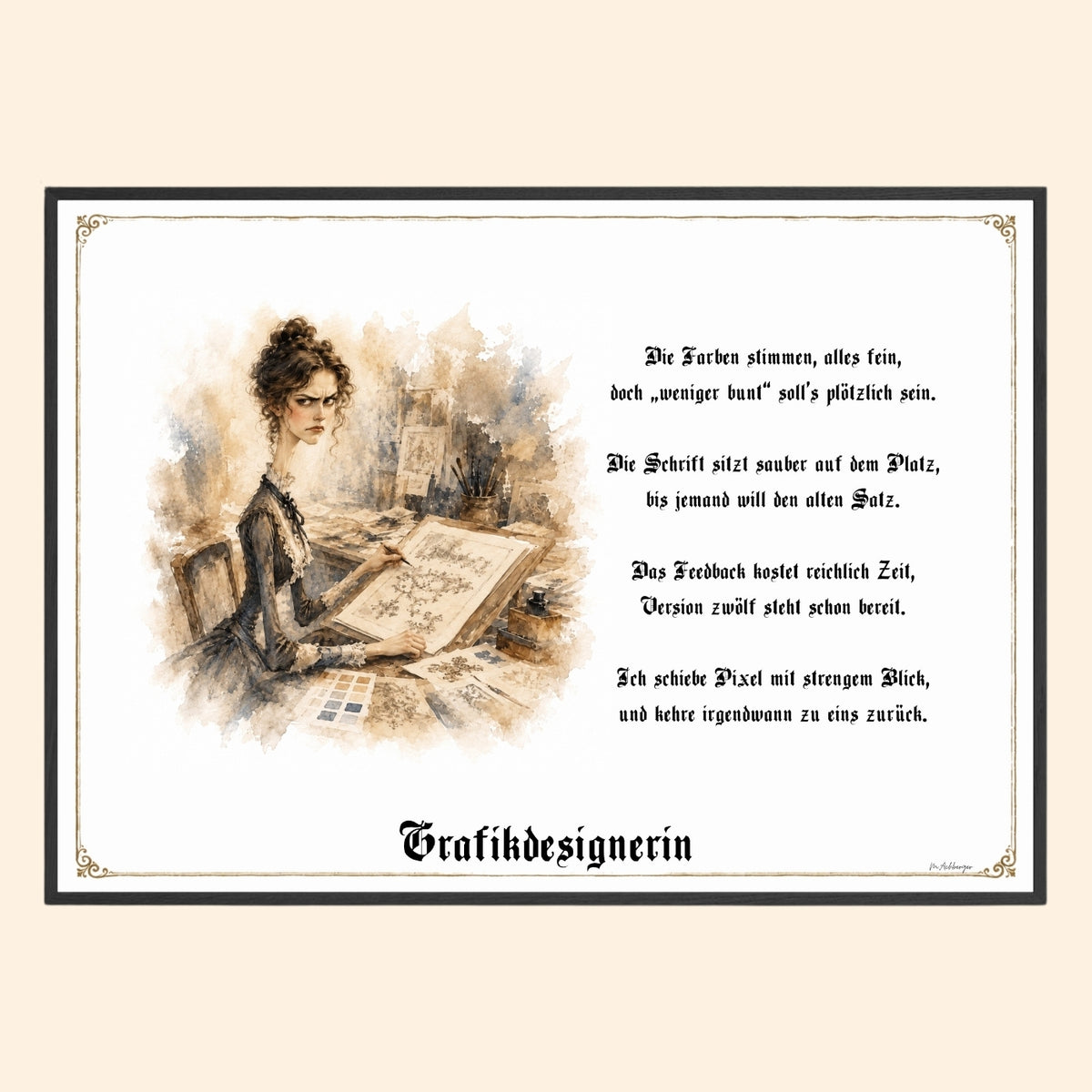 Die Grafikdesignerin – Griesgram-Zunftbild