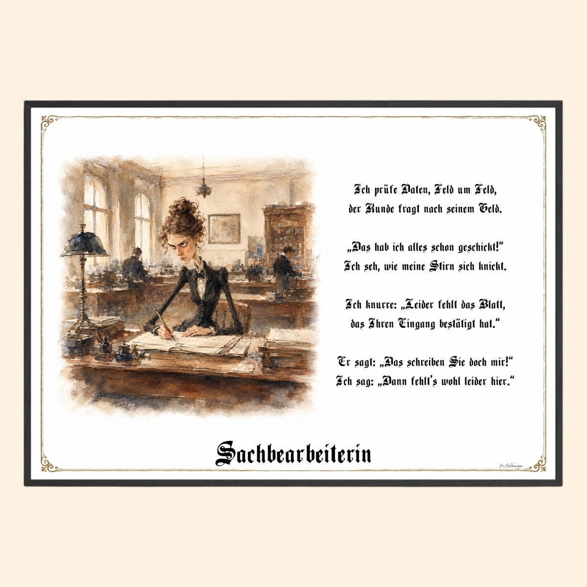 Die Sachbearbeiterin – Griesgram-Zunftbild