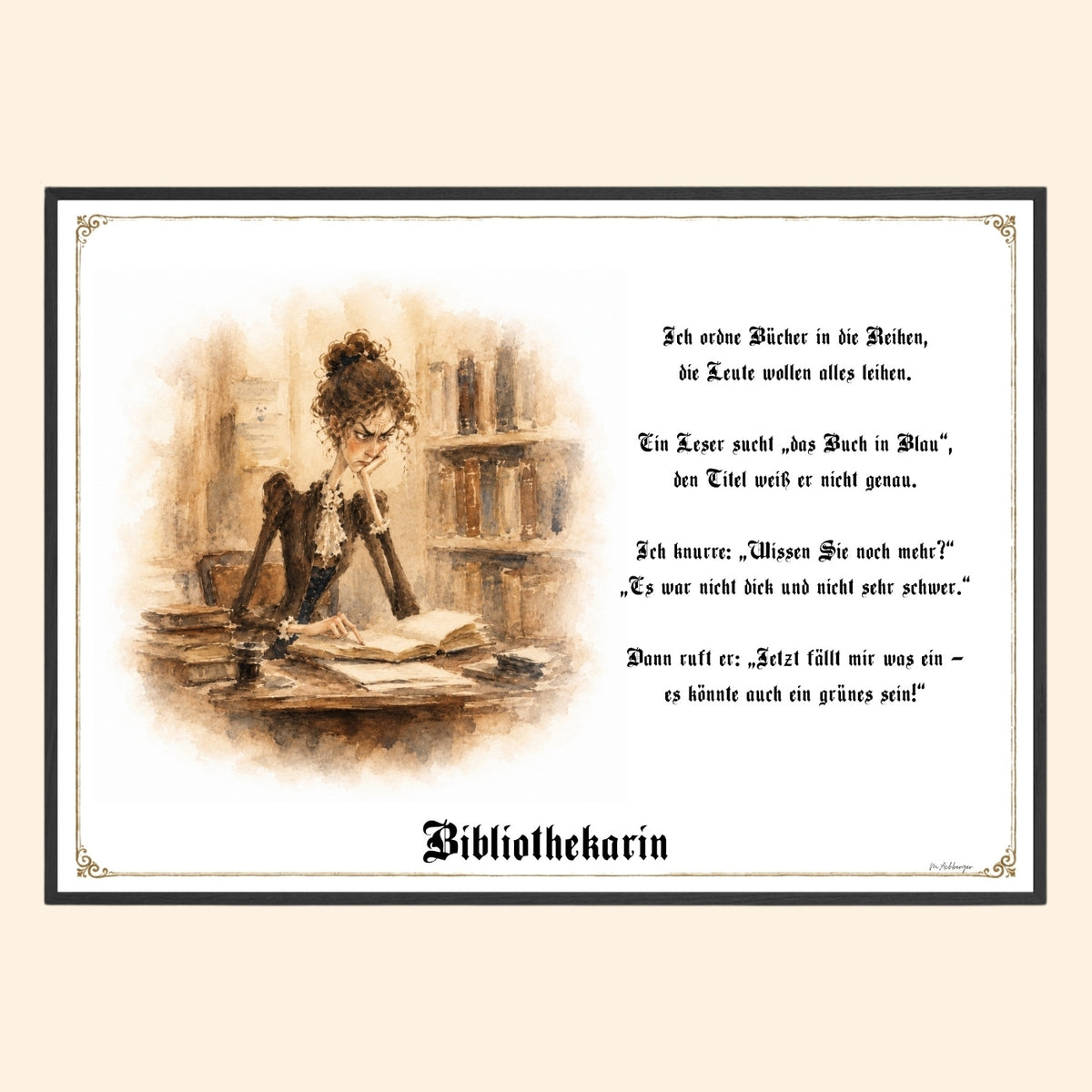 Die Bibliothekarin – Griesgram-Zunftbild