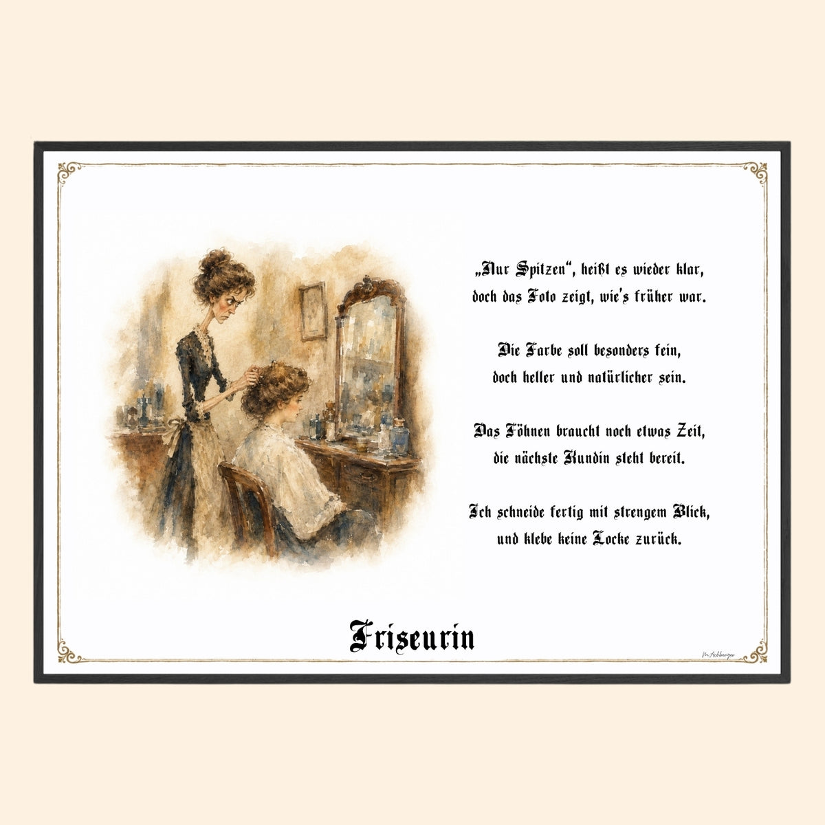 Die Friseurin – Griesgram-Zunftbild
