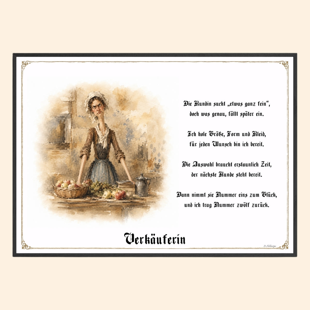Die Verkäuferin – Griesgram-Zunftbild