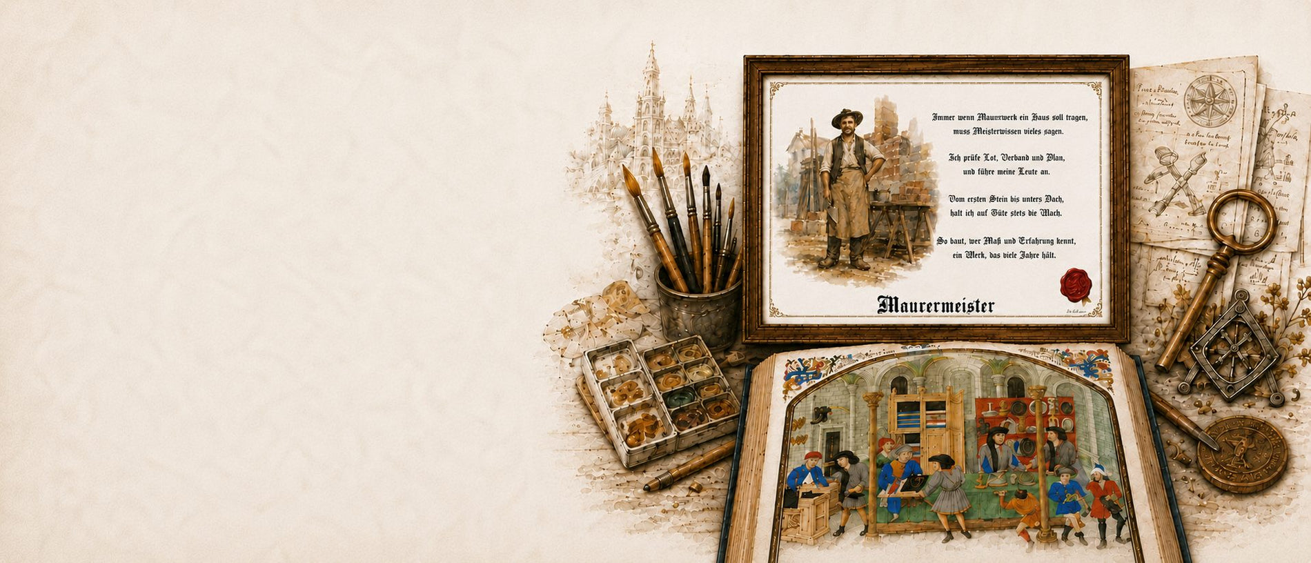 Historisches Zunftbild Schornsteinfeger von Atelier Achberger