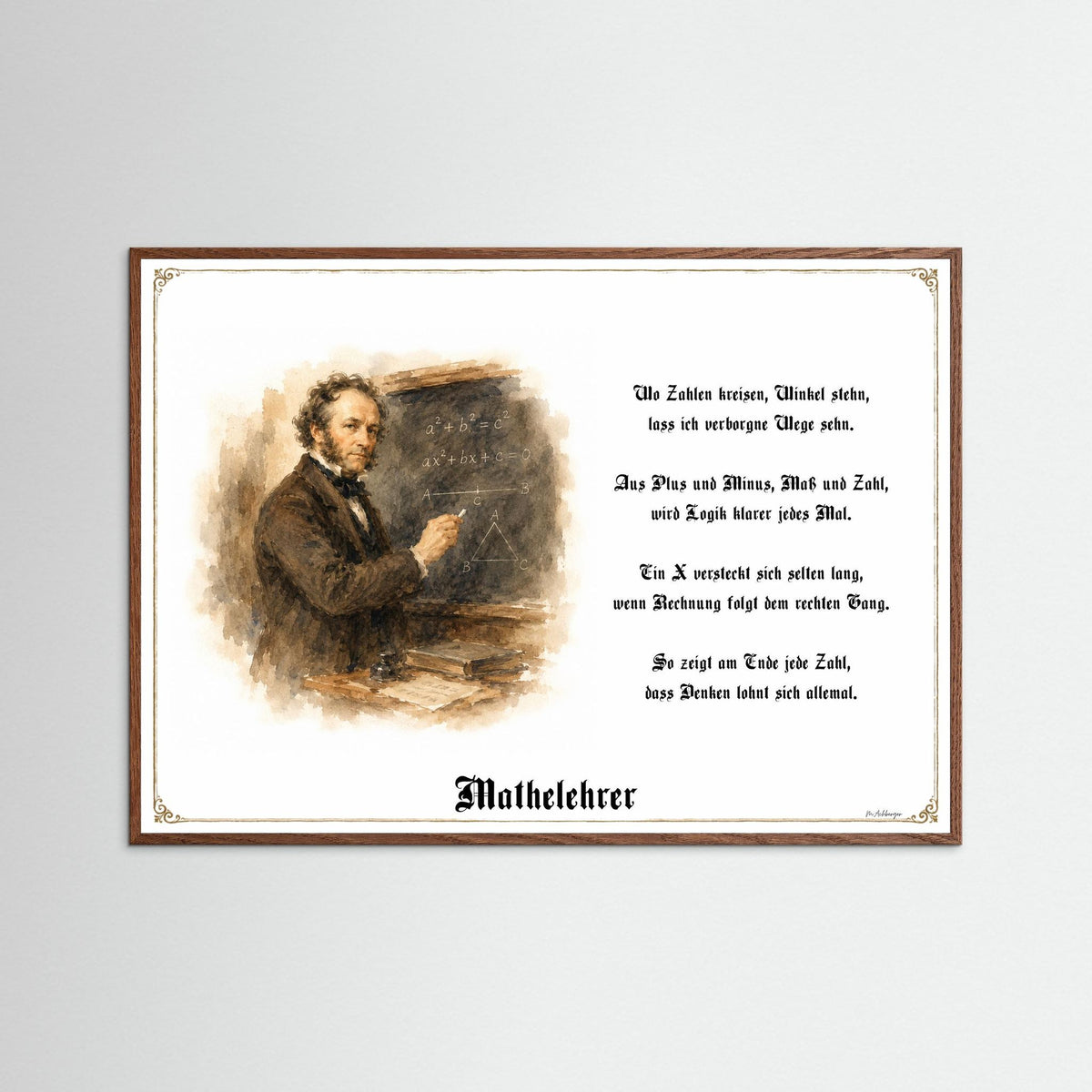 Zunftbild Mathelehrer – Beispielansicht des Kunstdrucks