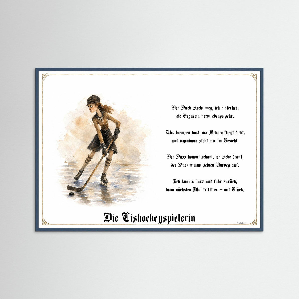 Zunftbild Die Eishockeyspielerin-Griesgram – Beispielansicht des Kunstdrucks