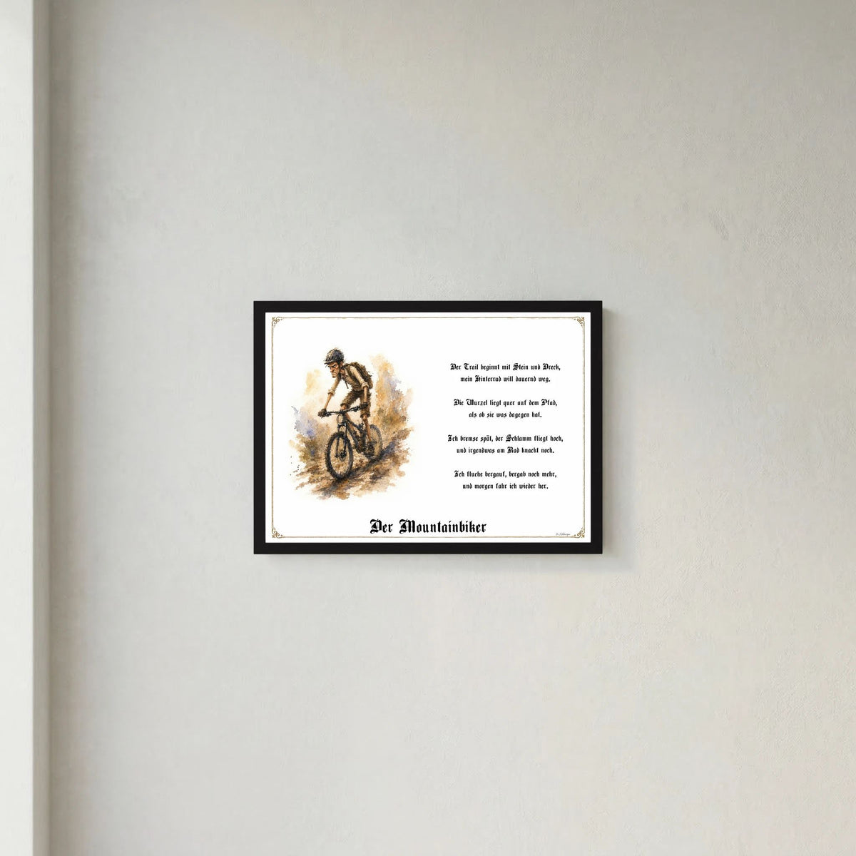 Zunftbild Der Mountainbiker-Griesgram – Beispielansicht des Kunstdrucks