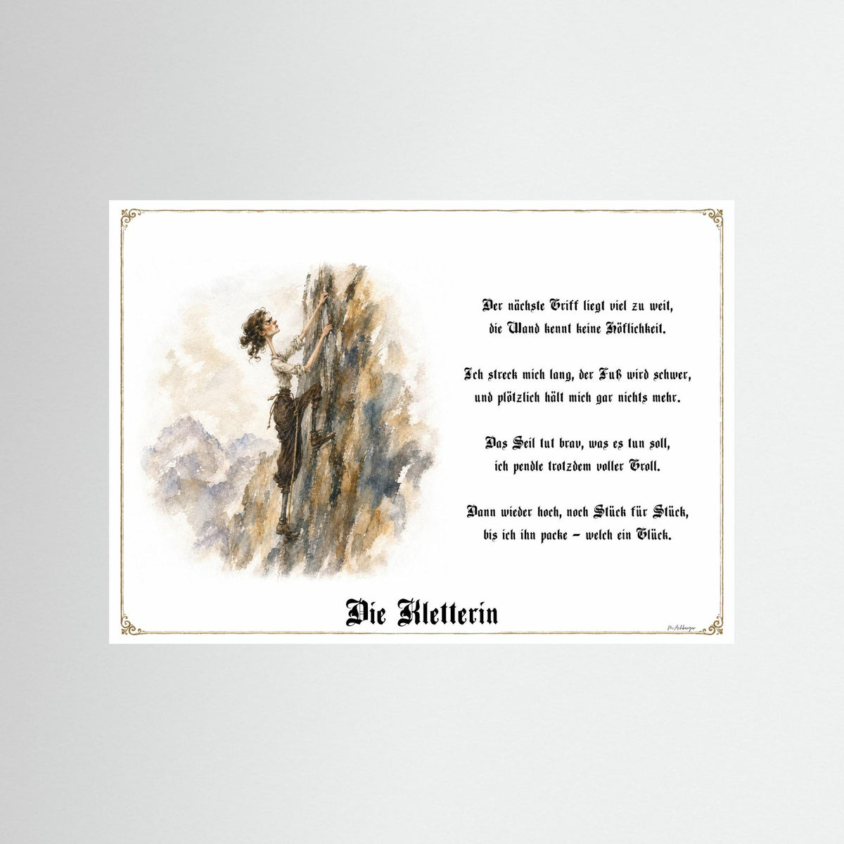 Zunftbild Die Kletterin-Griesgram – Beispielansicht des Kunstdrucks