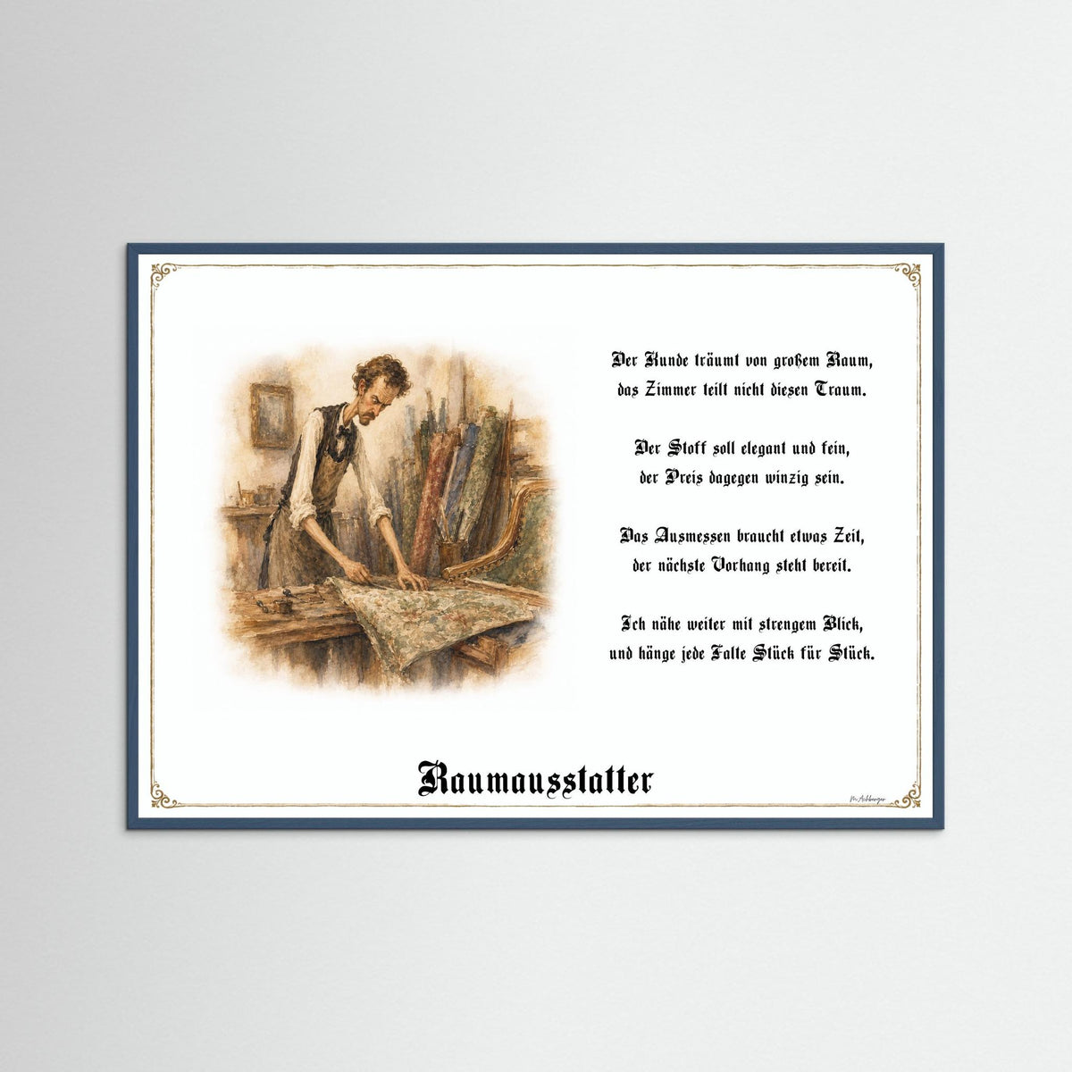 Zunftbild Der Raumausstatter-Griesgram – Beispielansicht des Kunstdrucks