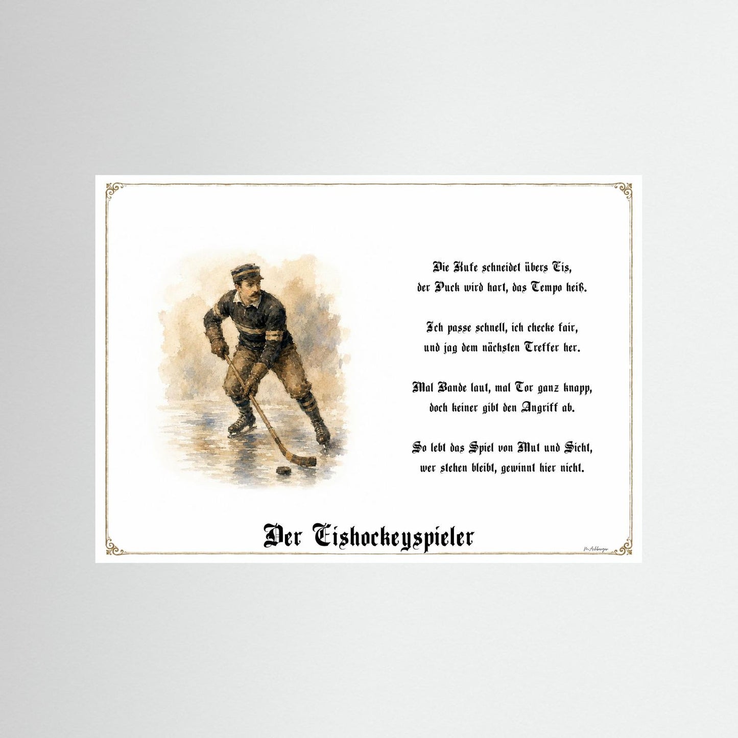 Sportbild Eishockeyspieler als Fine-Art-Kunstdruck ohne Rahmen