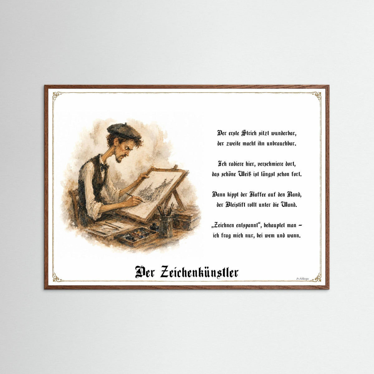 Zunftbild Der Zeichenkünstler-Griesgram – Beispielansicht des Kunstdrucks