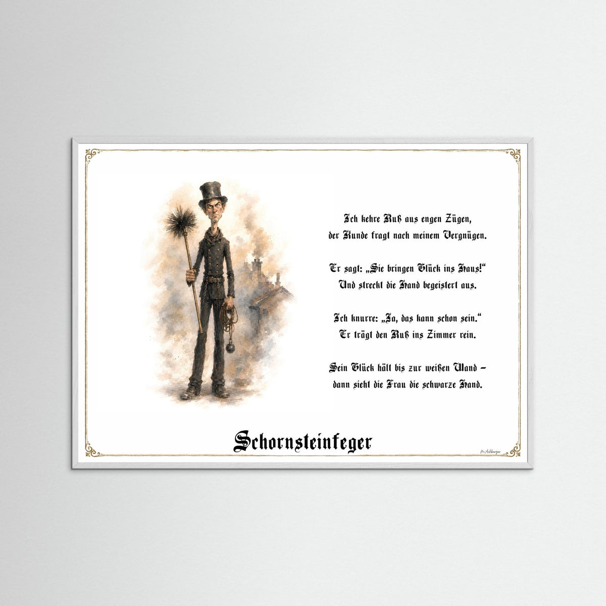 Zunftbild Der Schornsteinfeger-Griesgram – Beispielansicht des Kunstdrucks