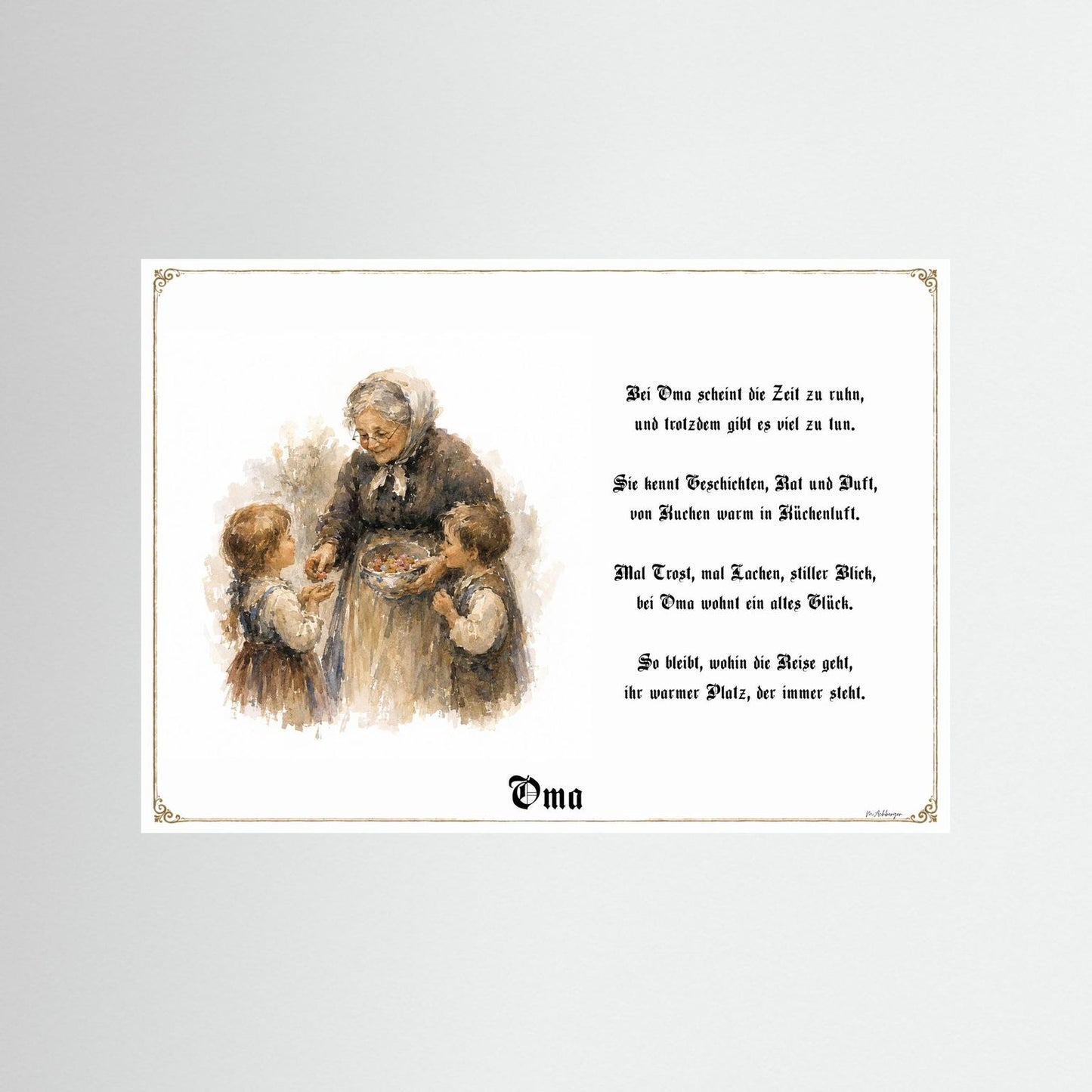 Oma Kunstdruck als Geschenk ohne Rahmen