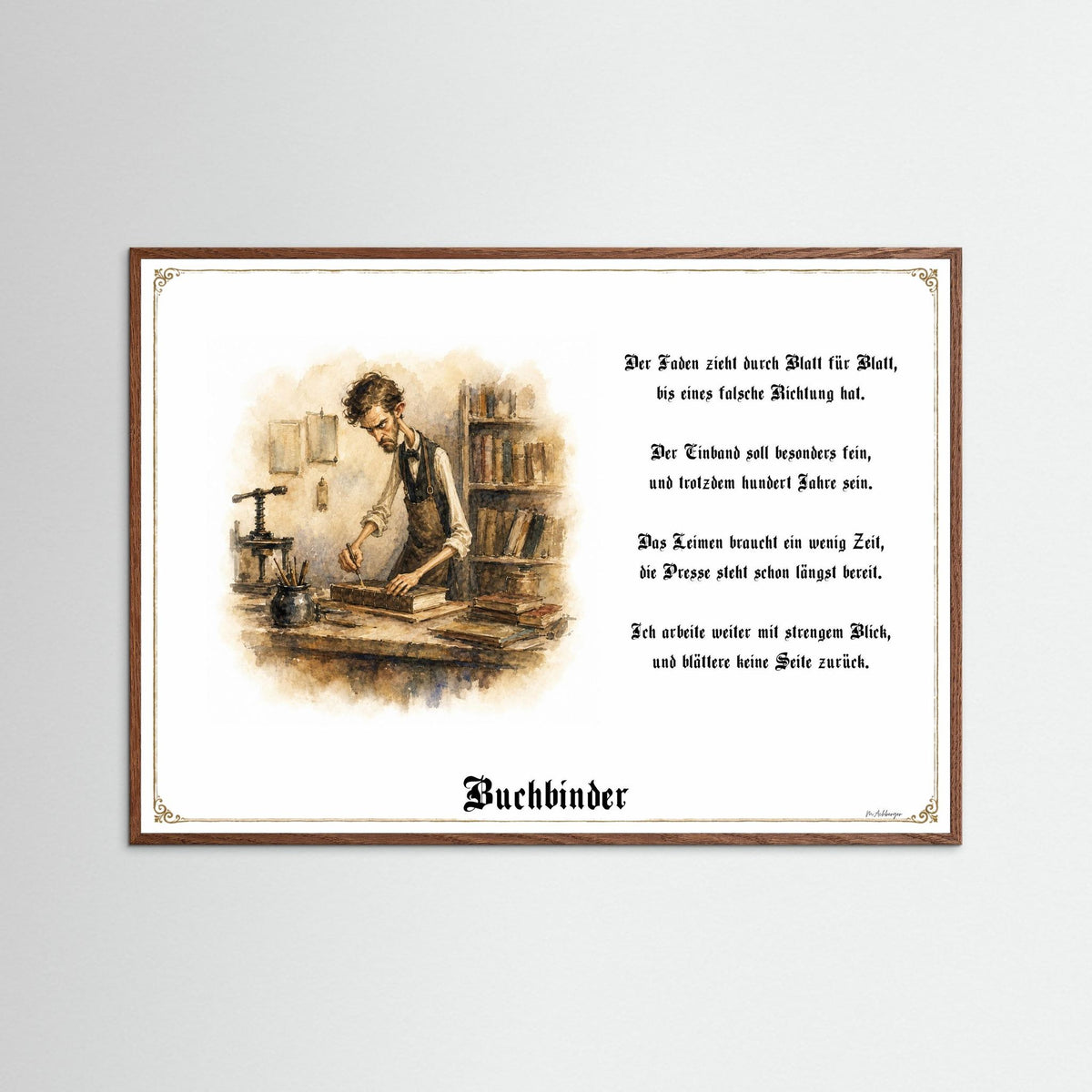 Zunftbild Der Buchbinder-Griesgram – Beispielansicht des Kunstdrucks