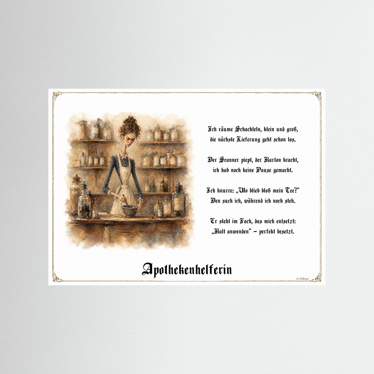 Zunftbild Die Apothekenhelferin-Griesgram – Beispielansicht des Kunstdrucks