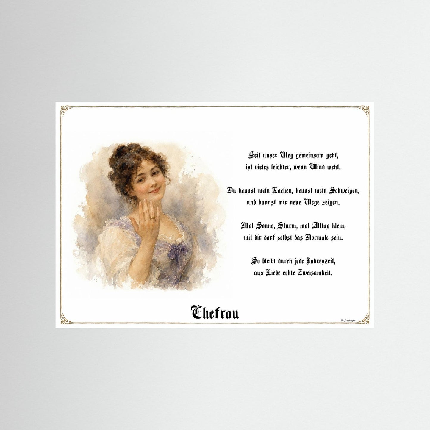 Ehefrau Kunstdruck als Geschenk ohne Rahmen