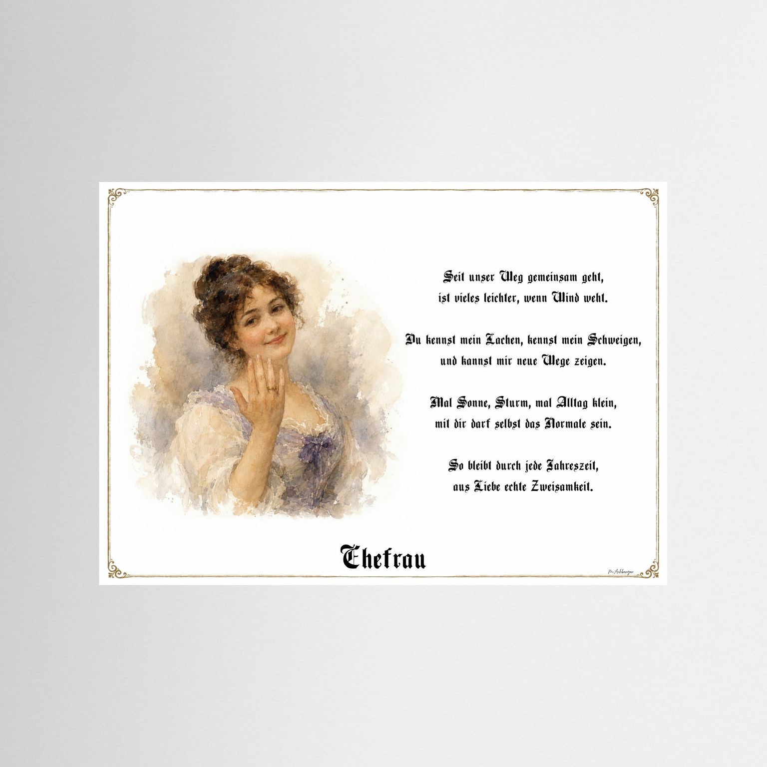 Ehefrau Kunstdruck als Geschenk ohne Rahmen