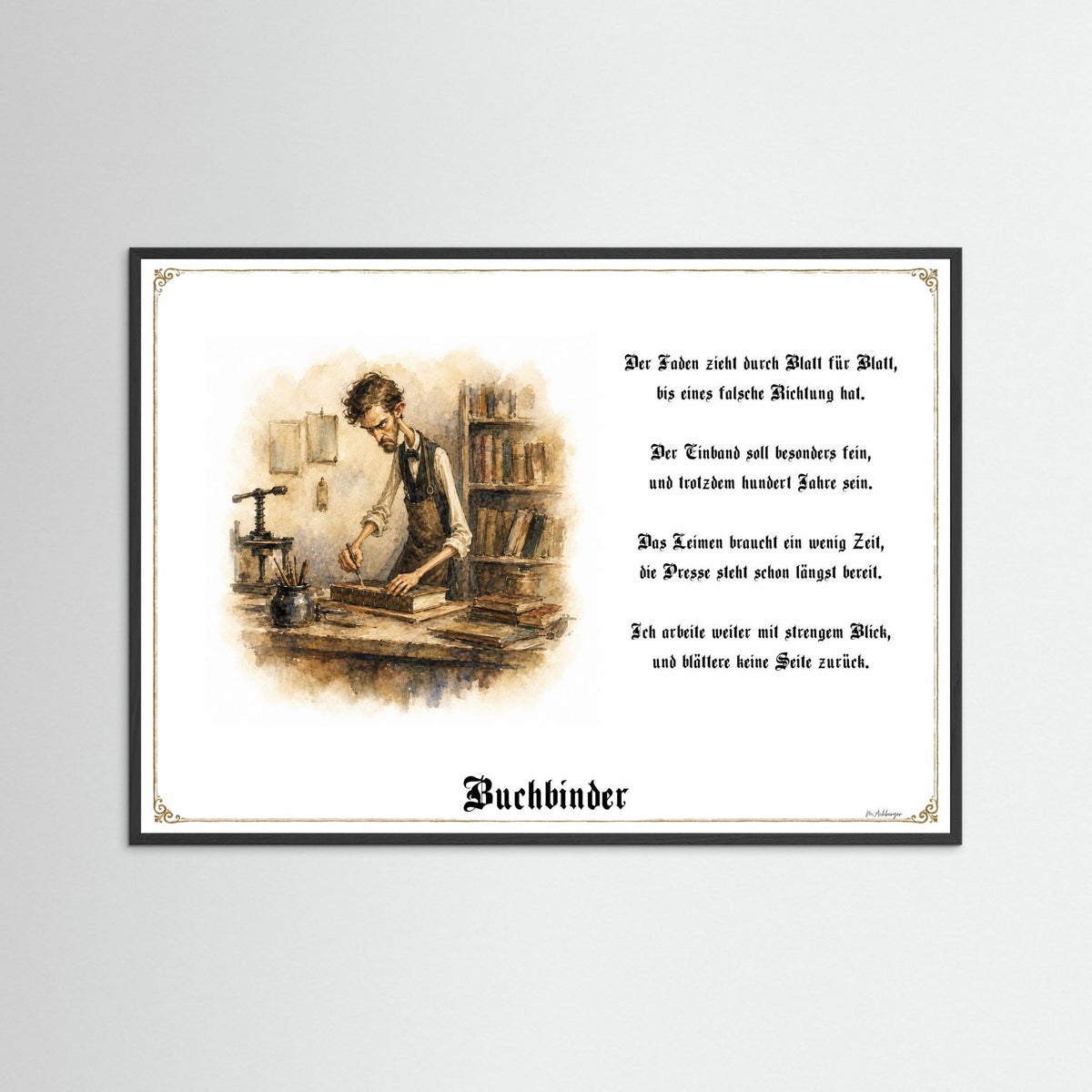 Zunftbild Der Buchbinder-Griesgram – Beispielansicht des Kunstdrucks
