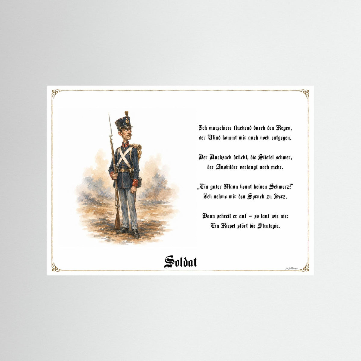 Zunftbild Der Soldat-Griesgram – Beispielansicht des Kunstdrucks
