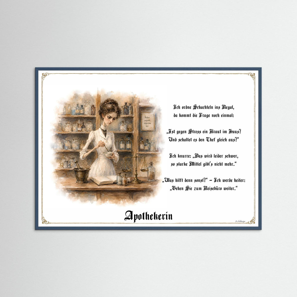 Zunftbild Die Apothekerin-Griesgram – Beispielansicht des Kunstdrucks